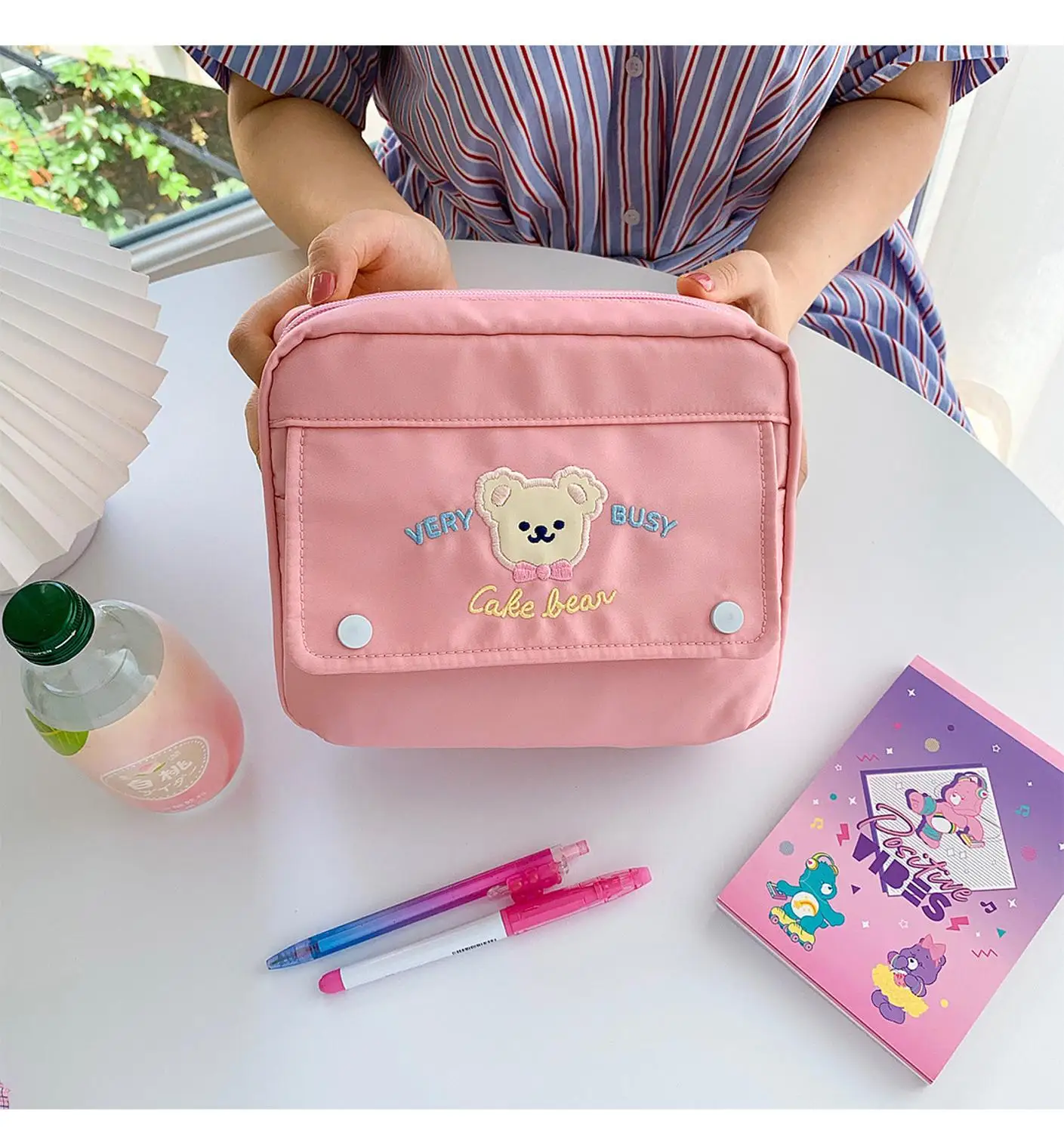 

Bear pencil case Large capacity stationery bag Student learning stationery box Hand account storage bag Stationery storage cute
