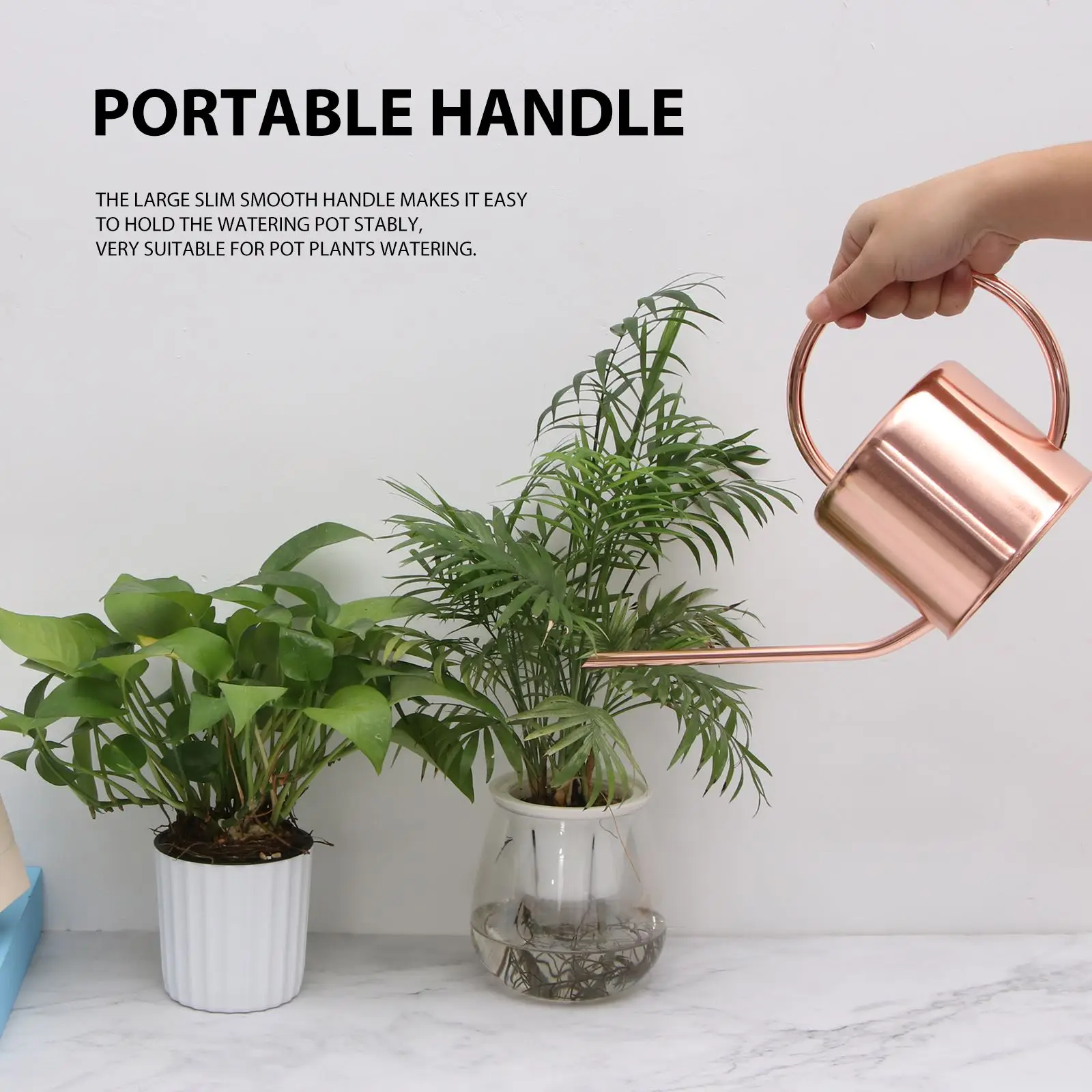 1.2L Rose Golden Flower Watering Kettle Stainless Steel Portable