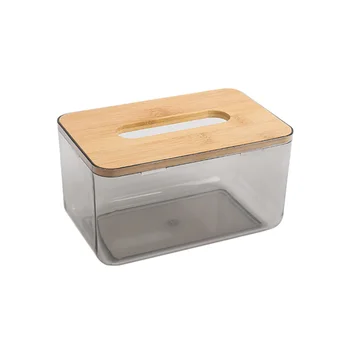 

1PC NapkinStorage Boxes Simple with Bamboo Cover Napkin Box for Living Room Car