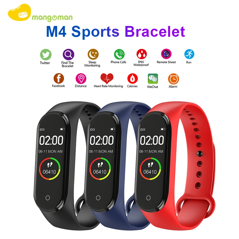 

Mangoman M4 Smart band Fitness Tracker Watch Sport bracelet Heart Rate Blood Pressure Smartband Monitor Health Wristband Fitness