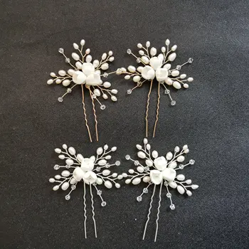 

SLBRIDAL Handmade Freshwater Pearls Ceram Flower Bridal Hair Pin Wedding Hair Sticker Hair Accessories Bridesmaids Women Jewelry