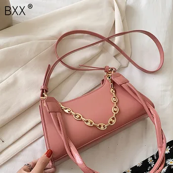 

[BXX] Small PU Leather Crossbody Bags For Women 2020 Summer Elegant Solid Color Shoulder Handbags Female Travel Totes HN499