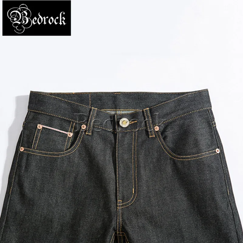 MBBCAR 13.5oz vintage selvedge denim jeans men's heavy washed water black jean pants print pure cotton slim-fit pencil jeans 741