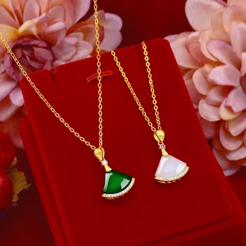 

Small Fan Pendant Chain Yellow Gold Filled Geometry Arc Charm Pendant Necklace Gift