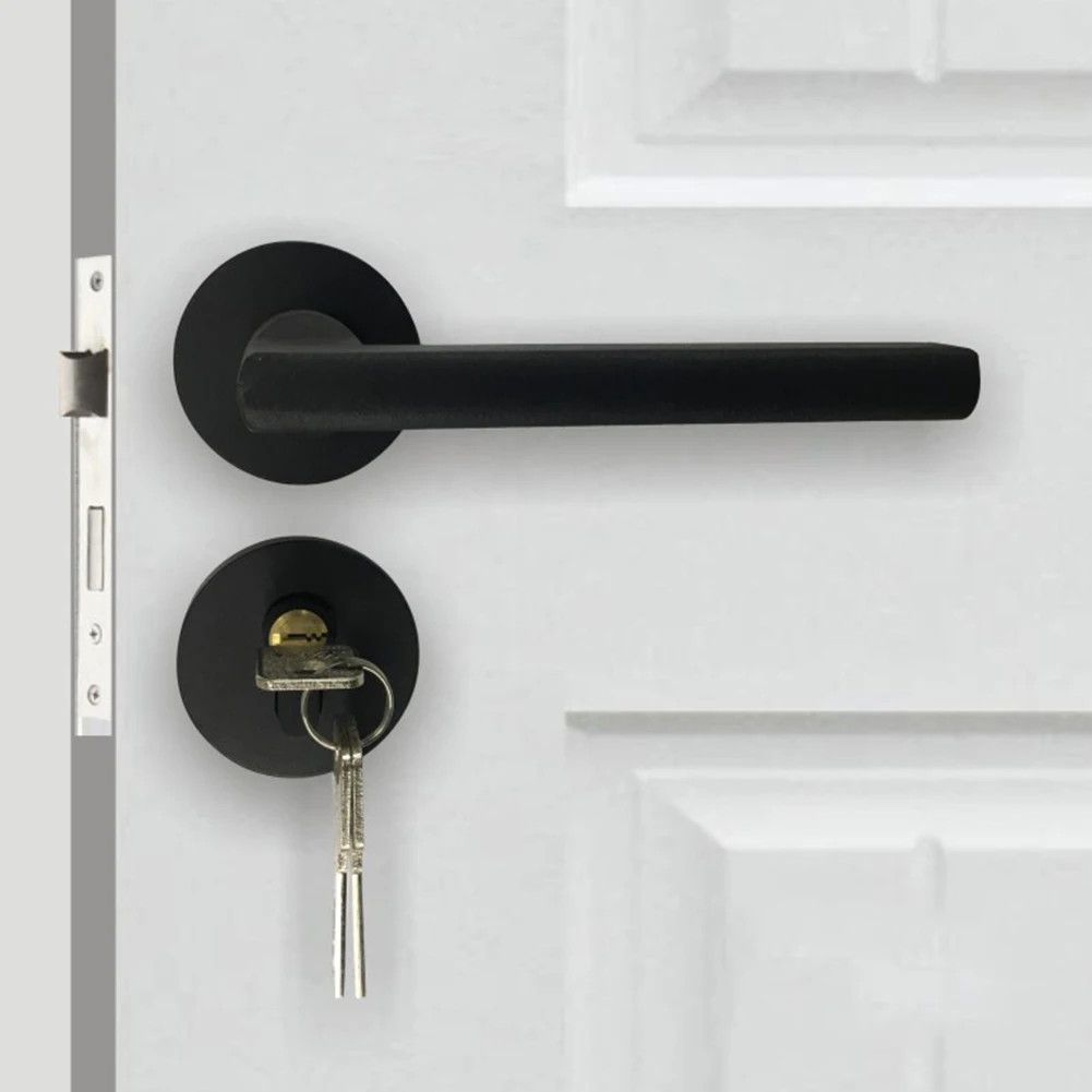 

Home Lever Mute Mechanical Split Room Aluminum Alloy Indoor With Keys Door Handle Lock Bathroom Kitchen Space Bedroom Modern