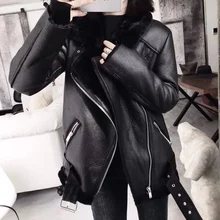 

Ailegogo 2021 Winter Coats Women Thick Faux Sheepskin Coat Female Fur Leather Jacket Casaco Feminino