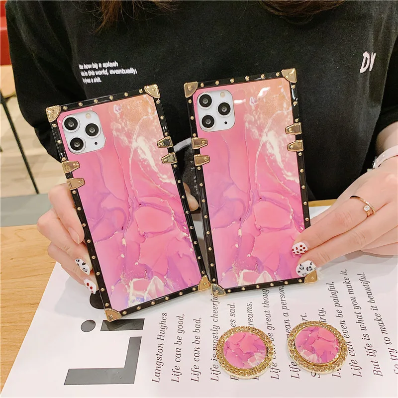 Для iPhone 6 6S 7 8 Plus X XS Max XR SE 2020 роскошный квадратный чехол из ТПУ с кольцом для 11 Pro