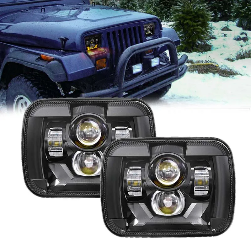 85W Led 5x7&quot 7X6&quot Inch Retangular Feixe Farol Com High/Low DRL Square Headlight for Jeep Cherokee XJ Wrangler truck 4X4 |