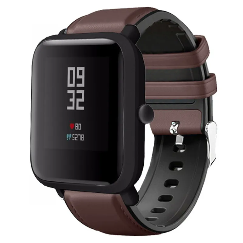3 Кожаный+ Силиконовый ремешок для наручных часов Amazfit Stratos 3 Stratos 2 2s Stratos браслет ремешок для Amazfit Pace/Amazfit Bip Lite - Цвет: 3