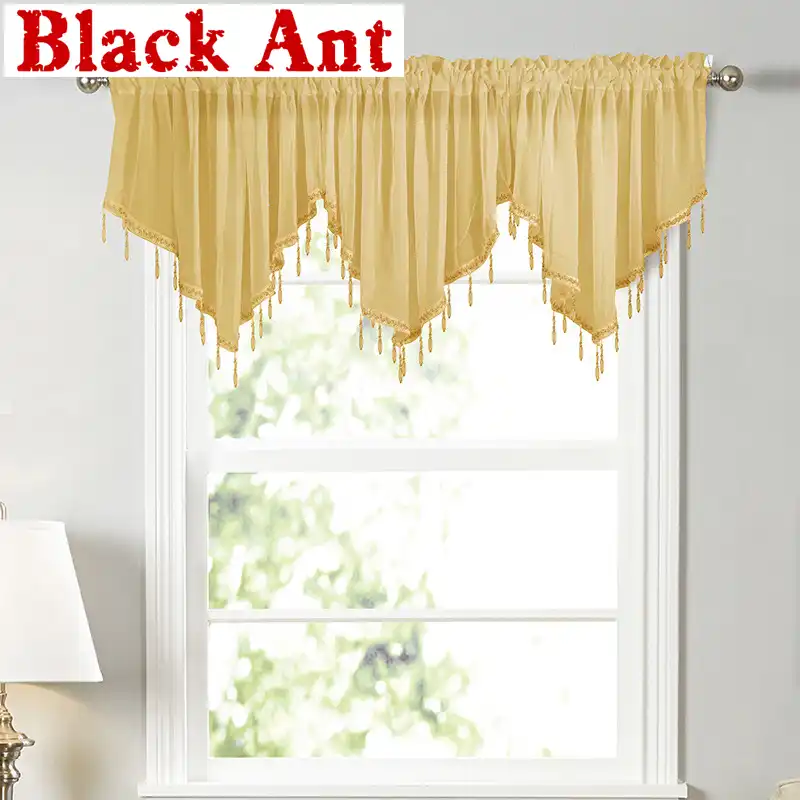 Valance Window Screen Drapery Kitchen Curtain Small Curtain Bay Window Tassel Soft Solid Selicate Cofee Curtain Door Dl Jd020 40 Curtains Aliexpress