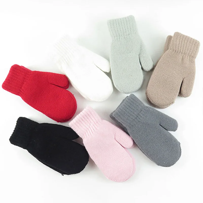 DENNYLITER Girl Gloves 7 color Fashion Winter Gloves Outdoor Full Finger Solid Double Thick Guantes Student Mittens