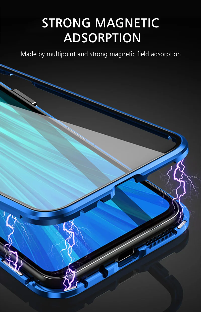 Для Redmi Note 8 Pro чехол с магнитной застежкой, двустороннее стекло, роскошная Защитная крышка для Redmi Note 7 Pro, Магнитный чехол, корпус