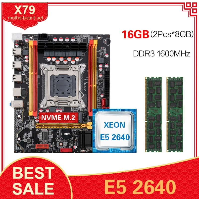 Kllisre X79 материнская плата с Xeon E5 2640 LGA 2011 2 шт. x 8 ГБ = 16 Гб 1600 DDR3 память ECC