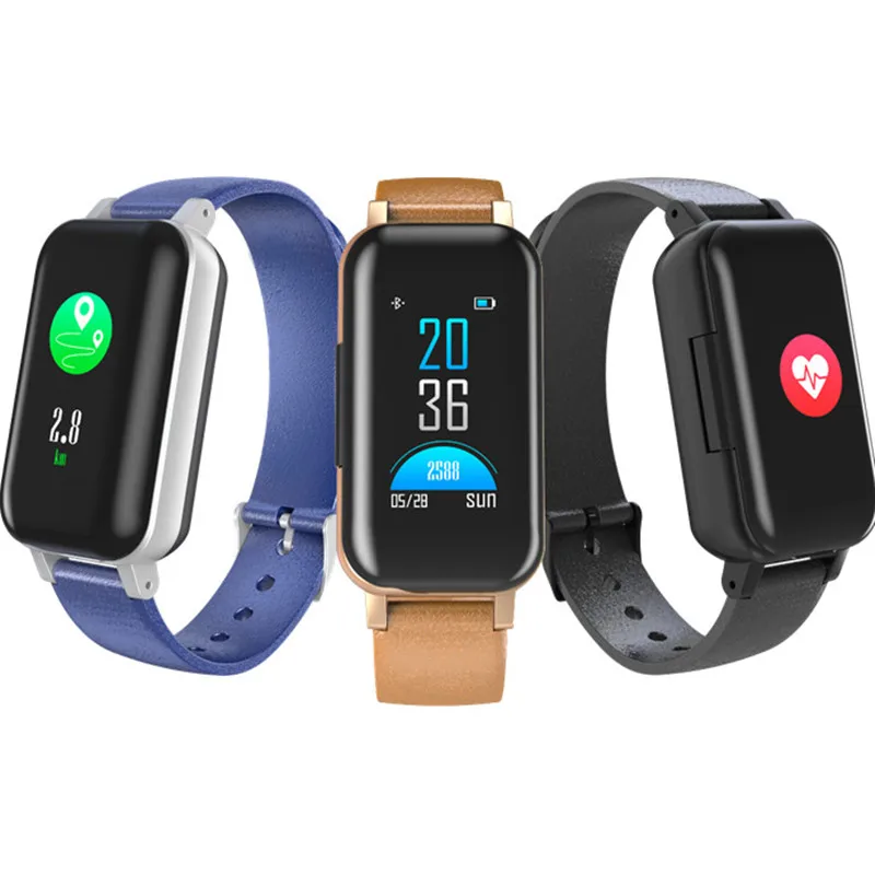 0,9" TFT цветной экран TWS бинауральные Bluetooth Smartband наушники два в одном смарт-браслет пульсометр умный Браслет
