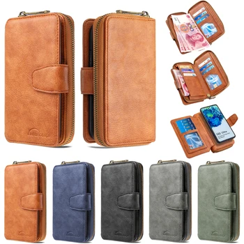 

New Leather Zipper Wallet Phone Bag Case for Samsung Galaxy S20 S20Plus S20Ultra S10 S10E S10Plus S10Lite S9 S9Plus Back Cover
