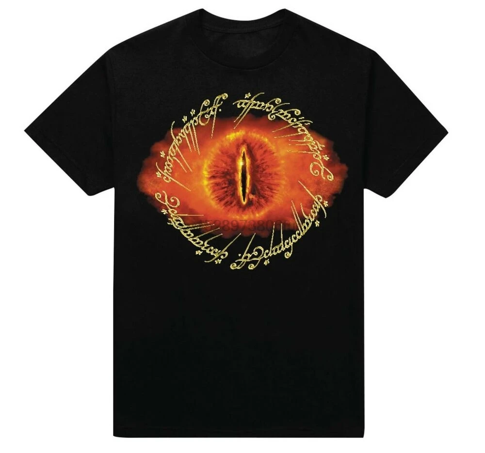 

New Lord of the Rings Eye of Sauron Inscription Adult Small Black Cotton T-Shirt