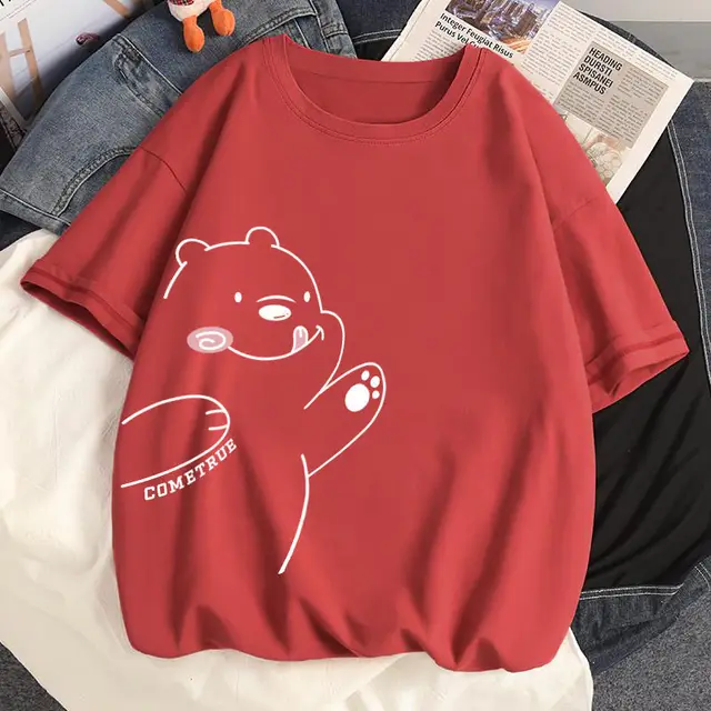 New Loose Large Size Spring And Summer Short-Sleeved Printed T-Shirt Female Students Korean Version Of The Wild Brick red