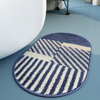 

Modern Stripes Bathroom Absorbent Mat Bedroom Entrance Home Use Oval Foot Pad Front Door Mats Outdoor Entrance