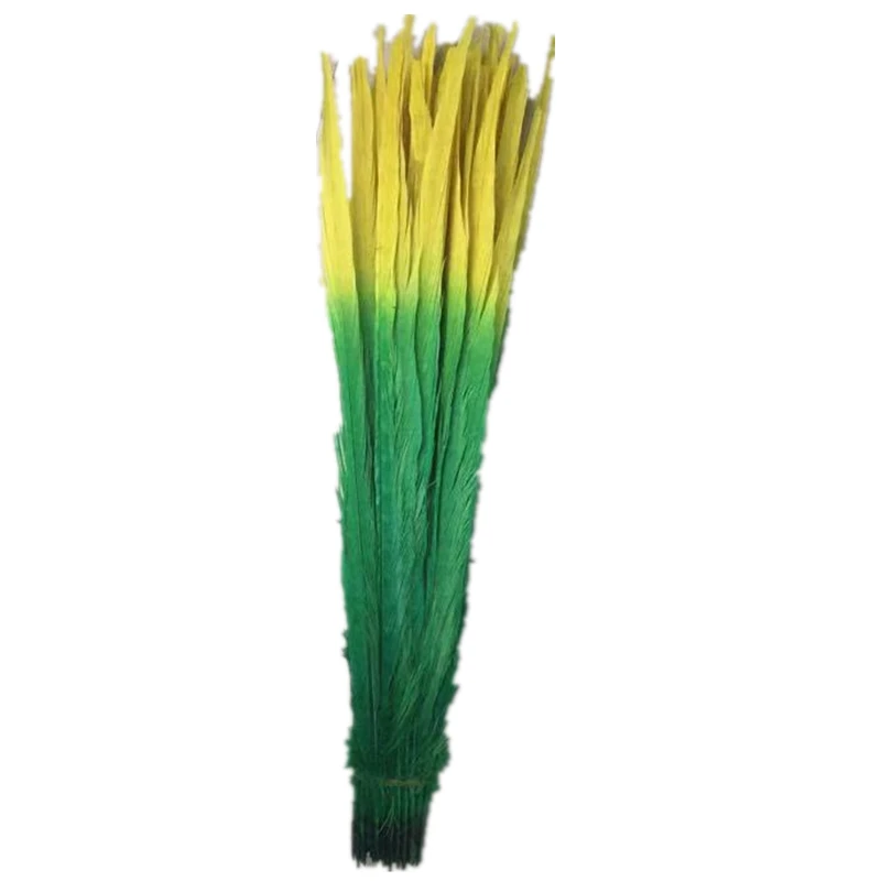 Green Yellow 100 шт./партия, 40-45 см, 16-18 дюймов, два цвета, красивый узор, хвост фазана, перья для поделок, карнавальный Декор - Цвет: Green Yellow