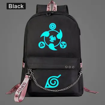 

Anime Naruto Night Luminous Backpack For Teenager Kids Student Travel Bag USB Charging Chain Bundle Backpack Bookbags Mochila