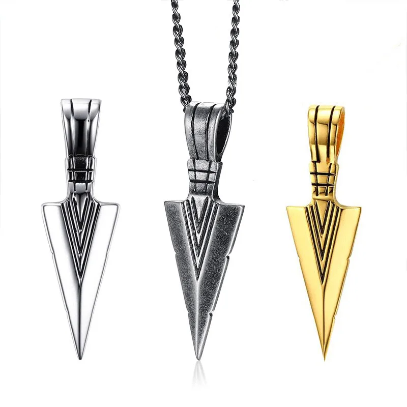 Vnox Mens Cool Vintage Arrow Pendant Necklace Multi-Color Stainless Steel Male Rock Punk Gifts Jewelry