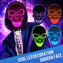 Маска для вечеринок, Хэллоуина Скелет светодиодный маска EL провода страшная маска с подсветкой Косплэй костюм маски маскарадные маски светится в темноте