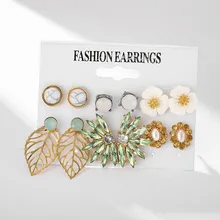 6 пар дизайнерских сережек в виде цветка в богемном стиле для женщин, модные креативные геометрические серьги, ювелирный набор