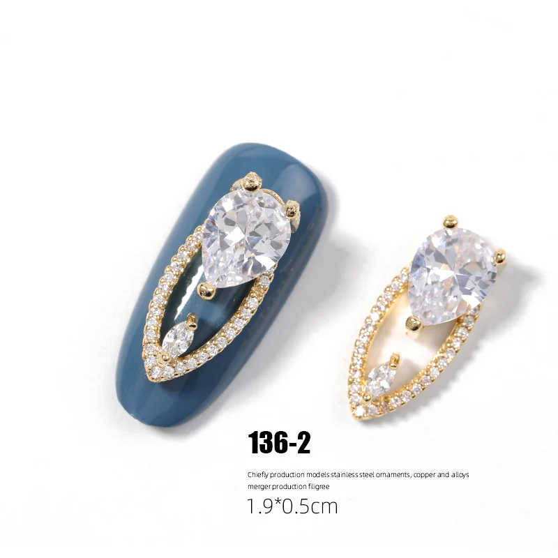 

2 pieces water drop Crystal Dangle Chain Charms Nail Jewelry Decorations 5 type luxury Zircon Crystal Rhinestones For Nails
