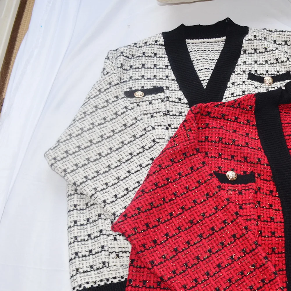 Женский свитер, куртка,, большой размер, вязанные кардиганы, свободные, в клетку, джемперы, Корейская одежда, халат, длинное пальто, Sueter Feminino