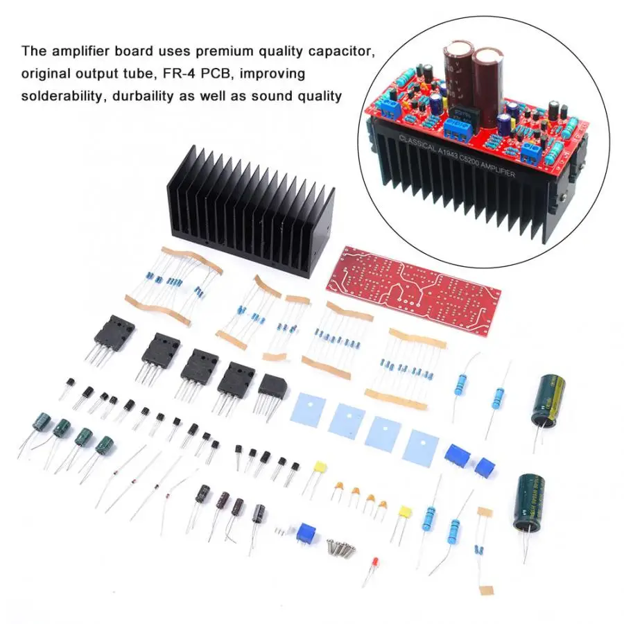 

DIY Kit A1943/C5200 High Power Double Channel HIFI Amplifier Board Dual AC 12-28V