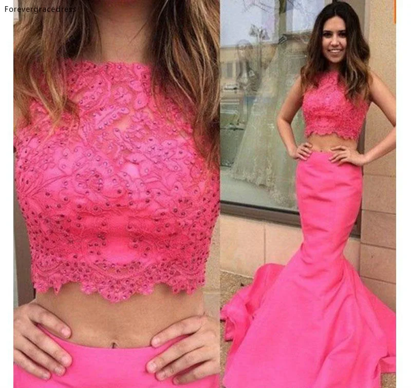 Two Piece Mermaid Prom Dress Lace Appliques Formal Holidays Wear Graduation Evening Party Pageant Gown Custom Made Plus Size