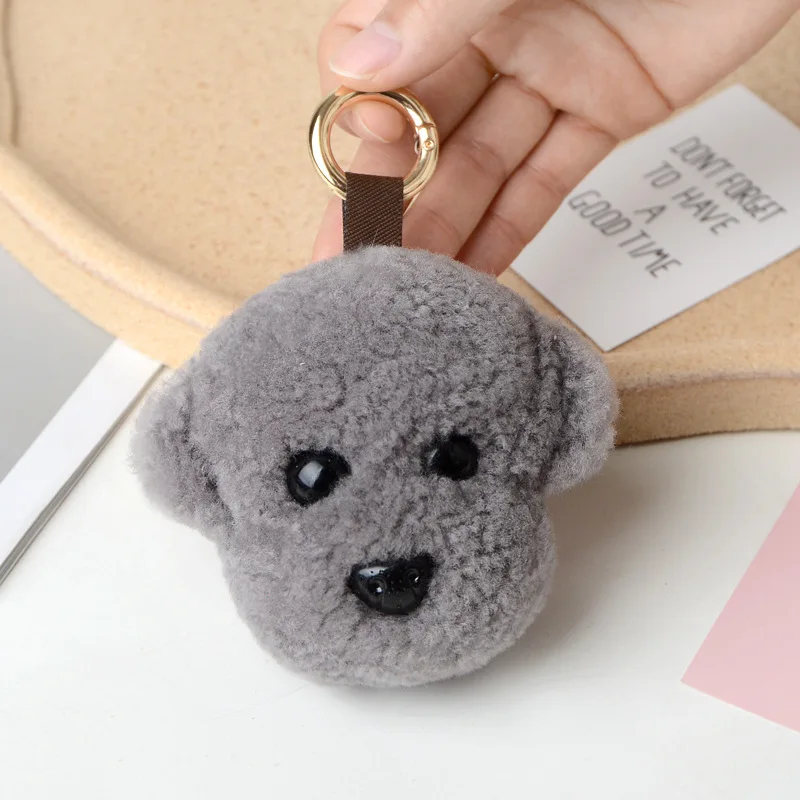 Real Lamb Fur Little White Dog Bichon Keychain Pendant Teddy Doll Backpack  Accessories Female Bag Decoration - Stuffed & Plush Animals - AliExpress