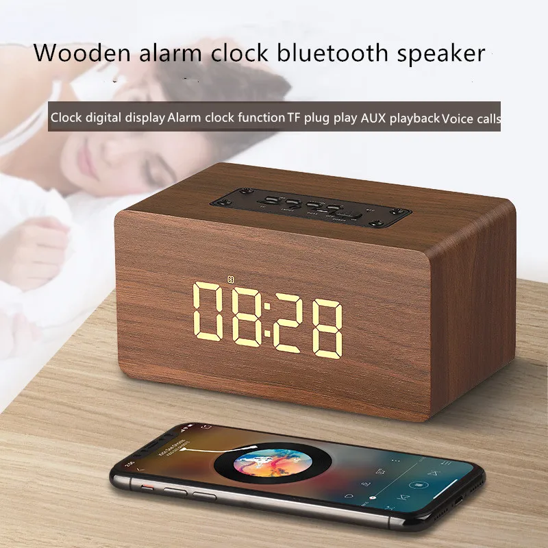 Деревянный Будильник Bluetooth беспроводной динамик многофункциональные компьютерные колонки домашний кинотеатр громкий динамик Lautsprecher Som F4098C