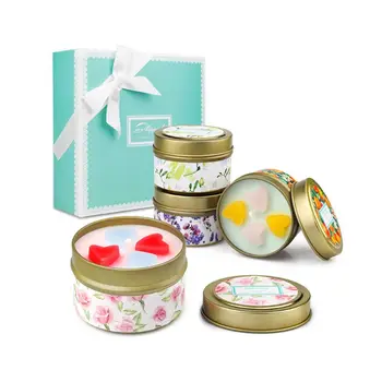

4x Heart Tin Can Fragrance Aromatherapy Scented Candle Natural Soy Wax Travel C63B