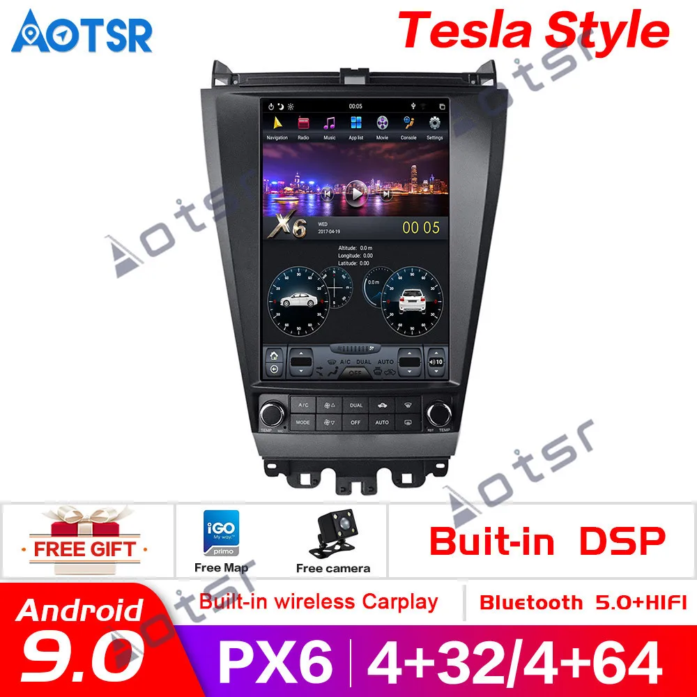

PX6 Android 9.0 4GB DSP Tesla style Car GPS navigation For Honda Accord 7 multimedia head unit radio tape recorder radio android