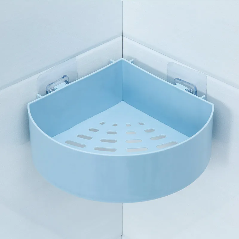 ZhangJi Triangle Structure Shelf Rack Bathroom Corner Heavy Duty Storage Tray Wall Sucker Plastic Shower Basket Shelf No Nails