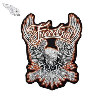 

Freedom Eagle Never Give Up Embroidery DIY Applique Iron on Patch for Clothing Motorcycle Club Badges Docoration Free Shipping
