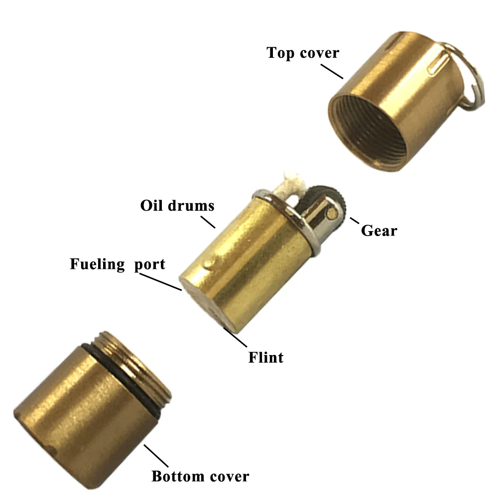 Мини керосиновый брелок для ключей с зажигалкой капсула бензиновый огненный стартер Кемпинг компактный шлифовальный сывороточный Зажигалка инструмент для выживания на открытом воздухе