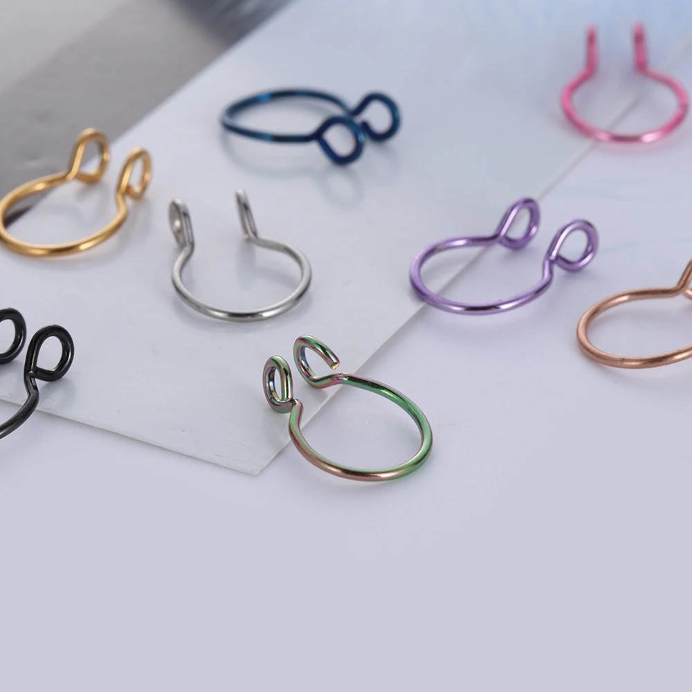 8 цветов гипоаллергенные перегородки для носа из нержавеющей стали|Украшения