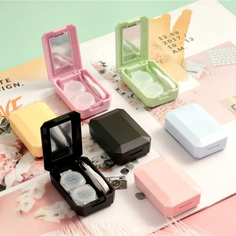 Contact lens Case Simple Lens Case Stick Combination Box Mirror Set contact lenses tools