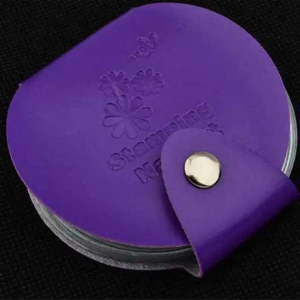 Purple Модный дизайн ногтей держатель для форм-карт многоцветная Смешанная упаковка стальная пластина набор Шаблон Держатель для форм сумка - Цвет: Purple