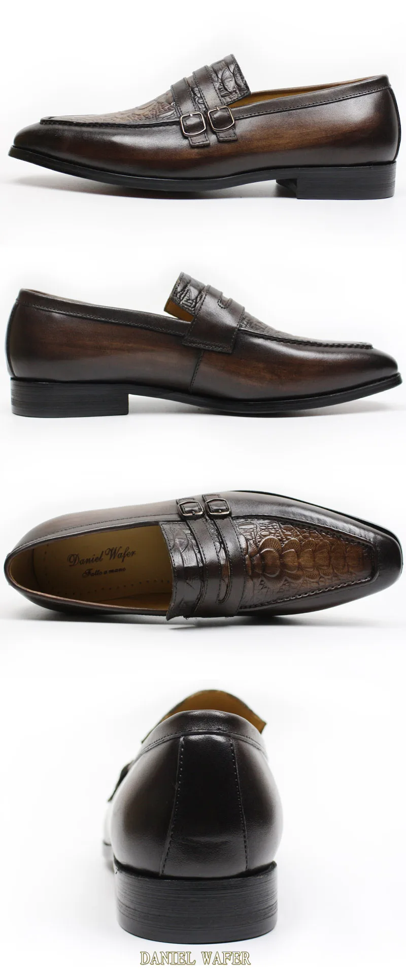 Роскошная брендовая повседневная обувь из натуральной кожи; дышащие мужские лоферы на плоской подошве без застежки с двумя ремешками; цвет черный, кофейный; мужская обувь