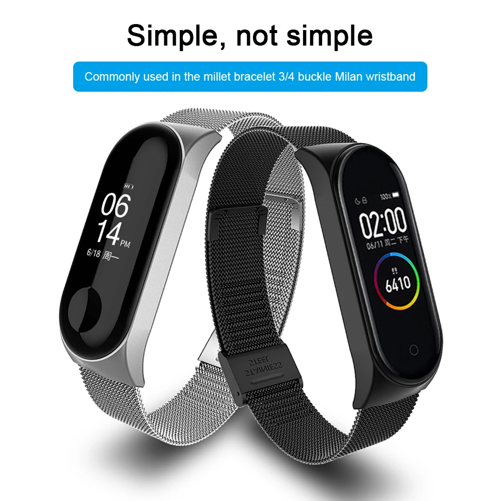 Браслет mi Band 4 3 ремешок металлический Безвинтовой ремешок из нержавеющей стали для Xiaomi mi Band 4 3 ремешок mi band 4 3 ремешок для браслета