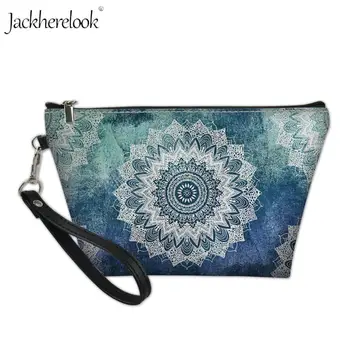 

Jackherelook Tribal Hobo Women Cosmetic Bag Fashion Indian Blue Makeup Storage Pouch for Lady Toiletry Bag Bohemian Floral Case