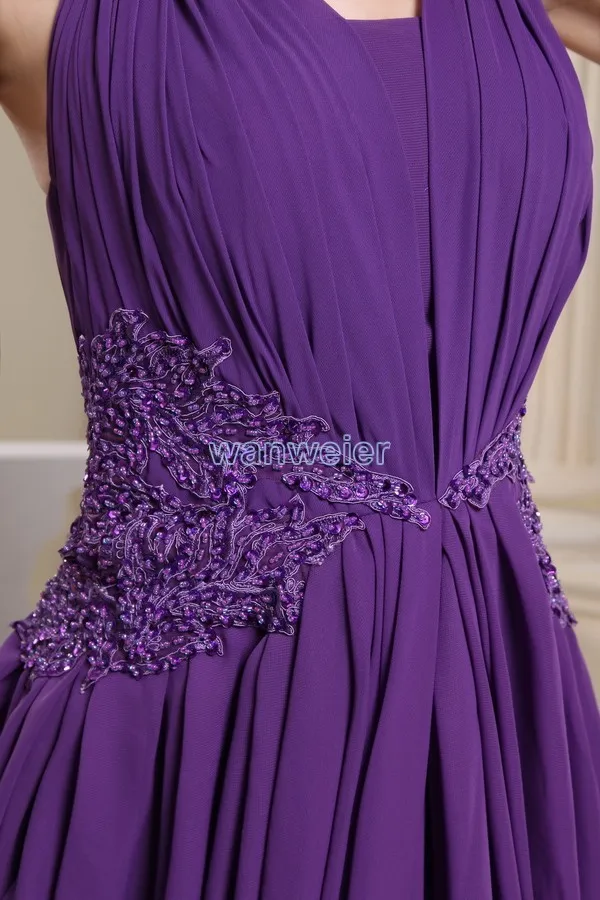 vestidos de novia Модное Длинное фиолетовое платье с бретельками и вышивкой по индивидуальному заказу размер/цвет шифоновое платье для подружки невесты