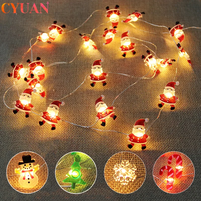 Guirnalda de luces LED de árbol de Navidad, decoración de copos de nieve para Navidad en miniatura para el hogar, 2M