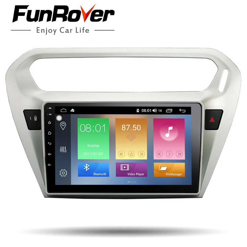 Funrover ips для peugeot 301 Citroe Elysee- 2din android 9,0 автомобильный Радио мультимедийный плеер авторадио gps Navi 4G 64G dvd