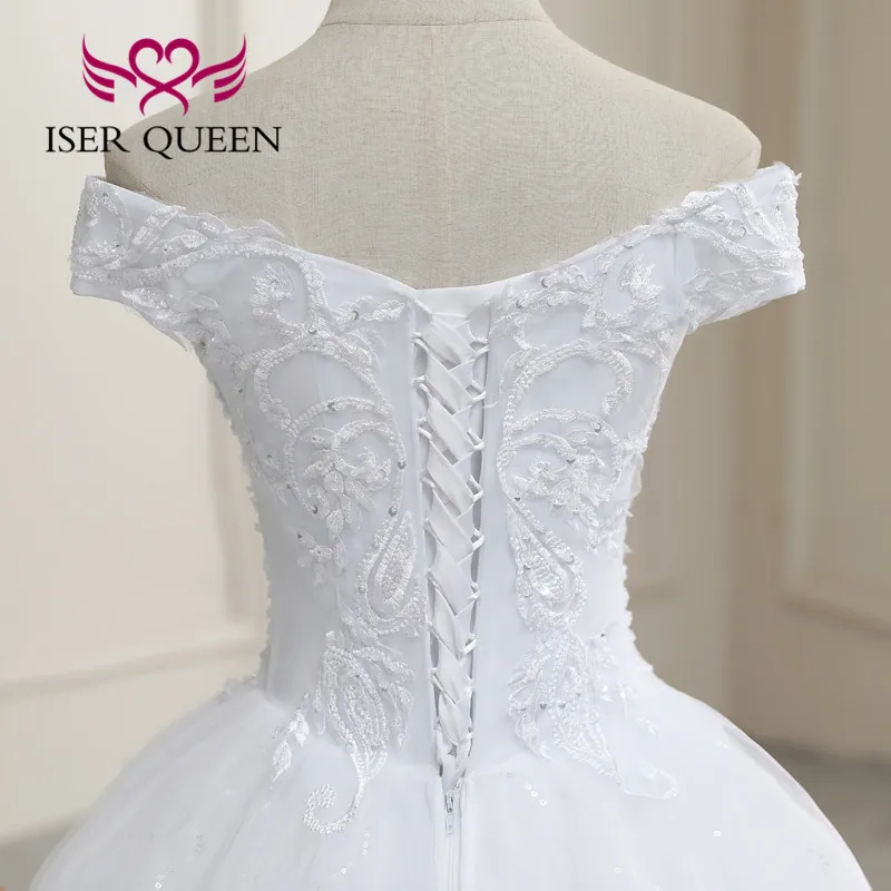 Off Shoulder Beading Princess Wedding Dress Plus Size Embroidery Bride Dresses Ball Gown For Women WX0184