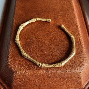 

French style 100%925 sterling silver bracelet simple fashion craft open adjustable gold bracelet for ladies party fine jewelry