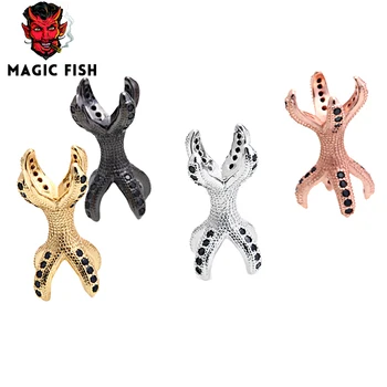 

Magic Fish Bead caps DIY lovers' beads bracelet Copper Double Charms Inlaid black zircon unicorn perolas para artesanato atacado